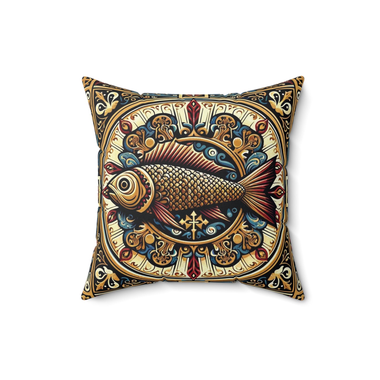 Golden Cat Ikon Pillow - Luxurious Double-Sided Feline Design