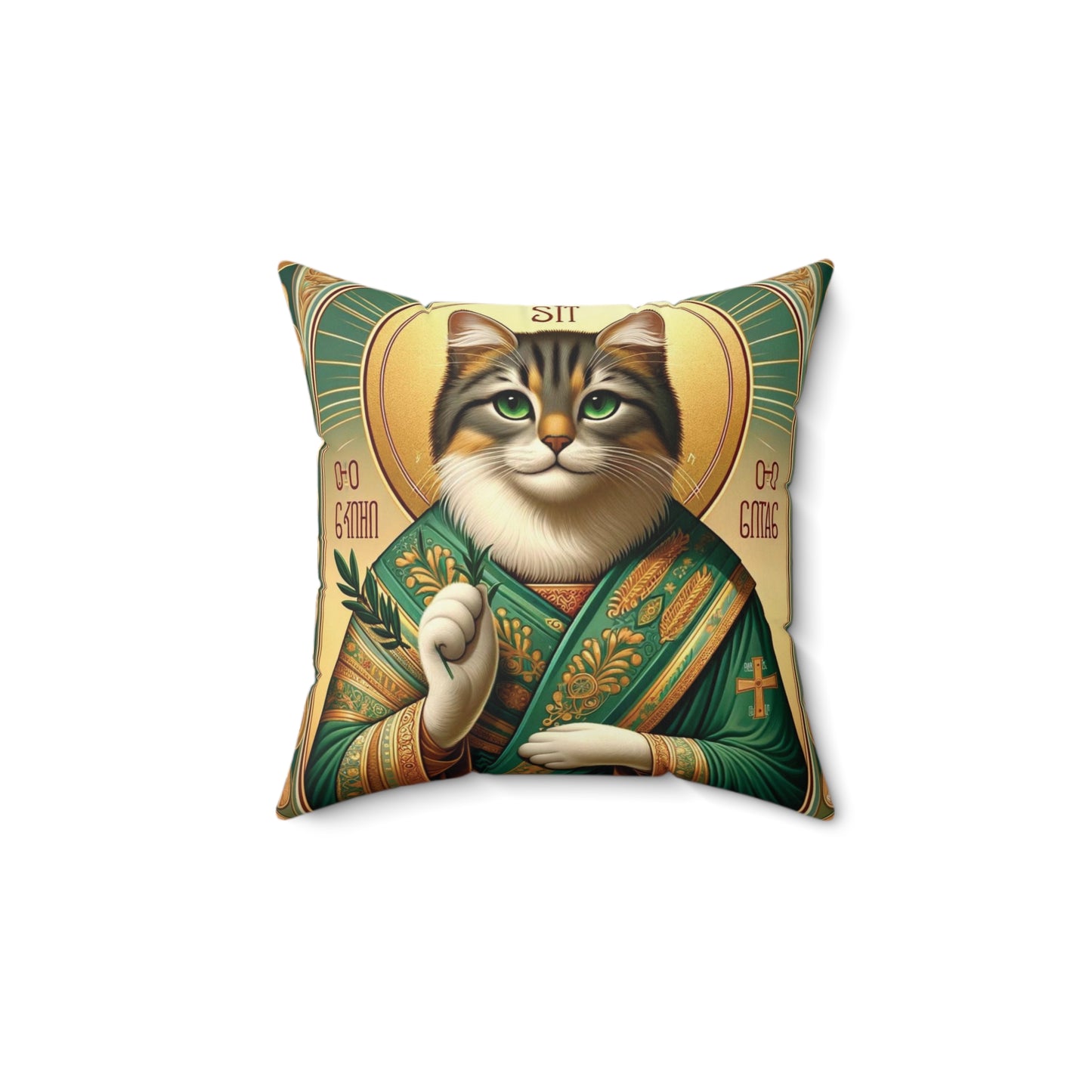 Cat Ikon Pillow - Divine Feline Art with Double-Sided Design