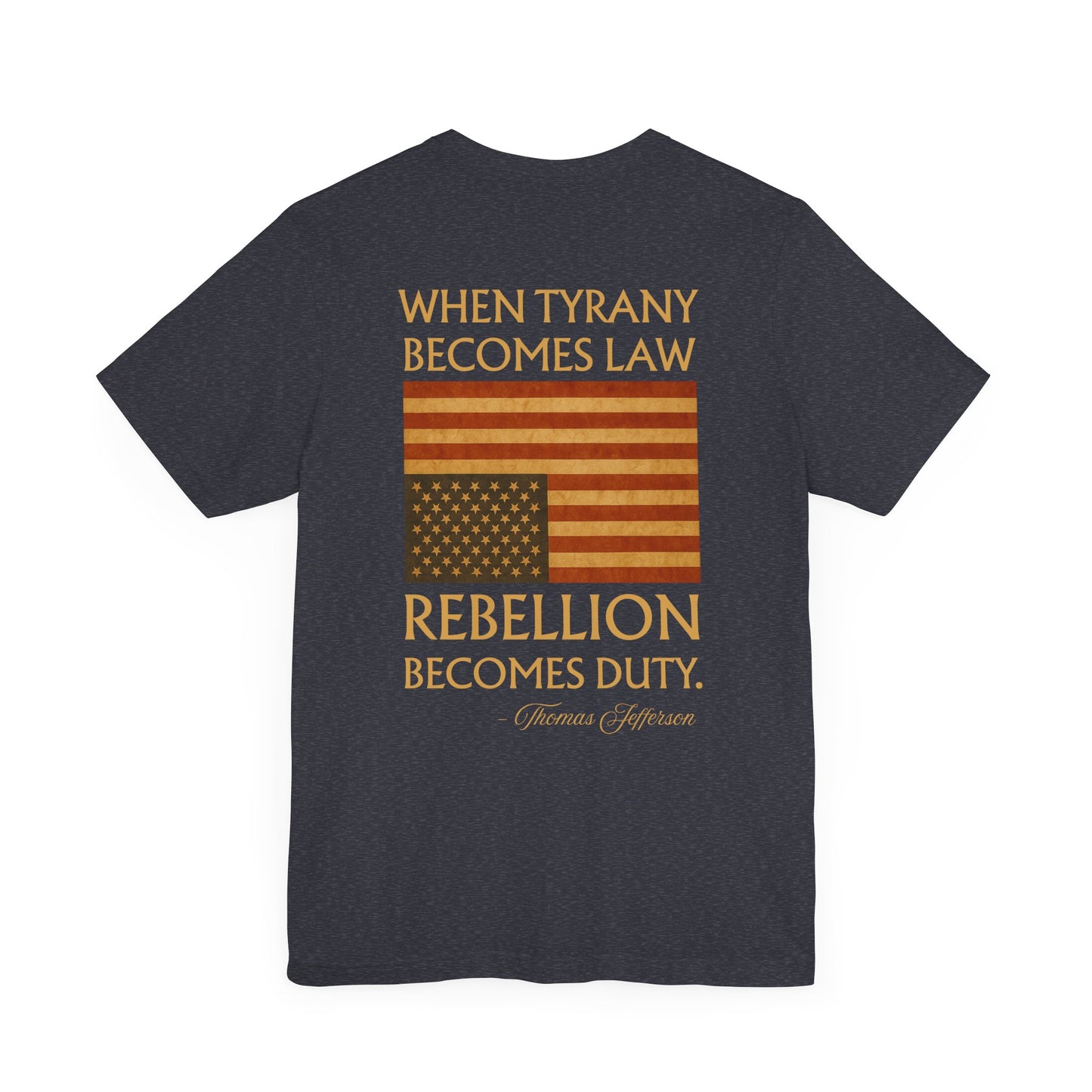 Patriotic Rebellion T-Shirt – Uncle Sam Cat Pocket Art + “When Tyranny Becomes Law” Back Design