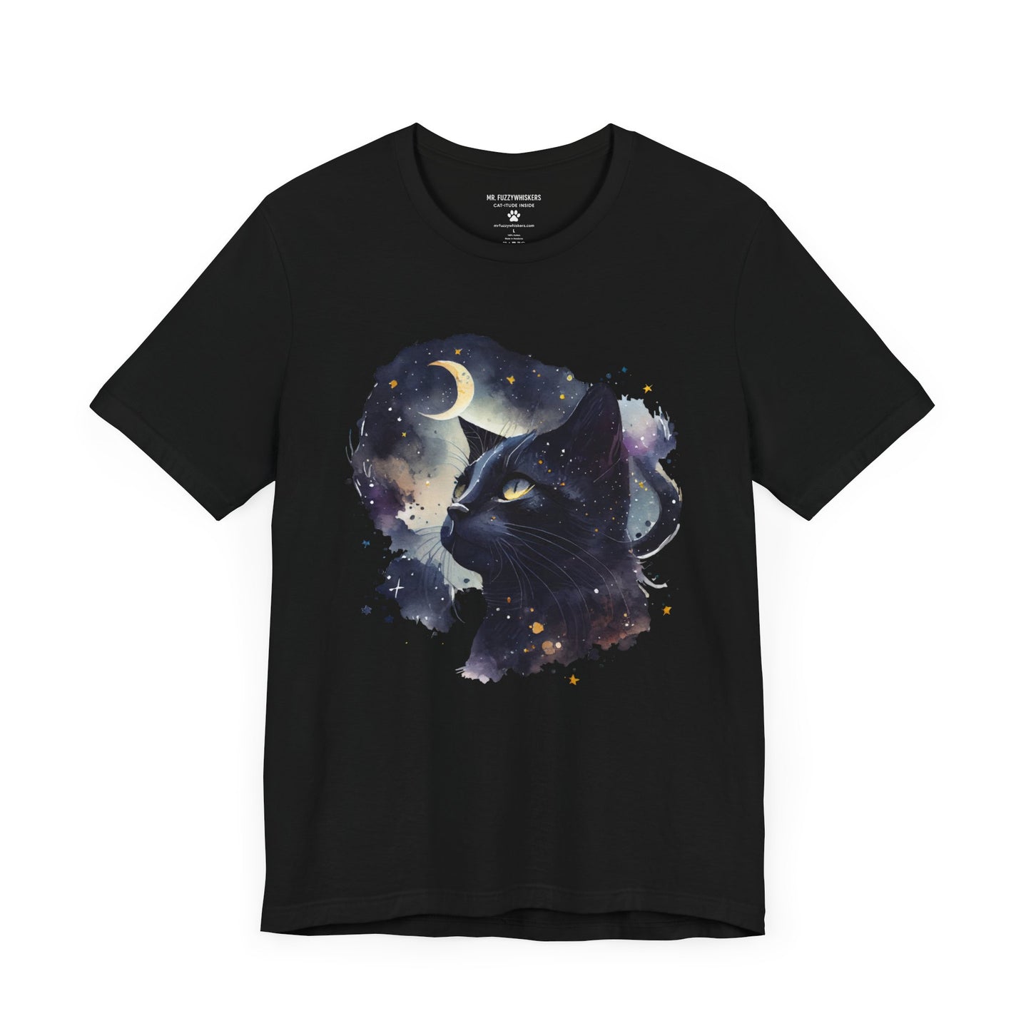 Celestial Cat T-Shirt – Mystical Black Cat Under the Moon | Mr. Fuzzywhiskers