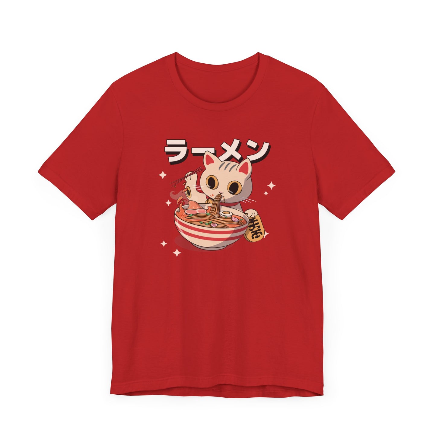 Ramen Cat T-Shirt with Lucky Token - Cute Japanese-Inspired Design