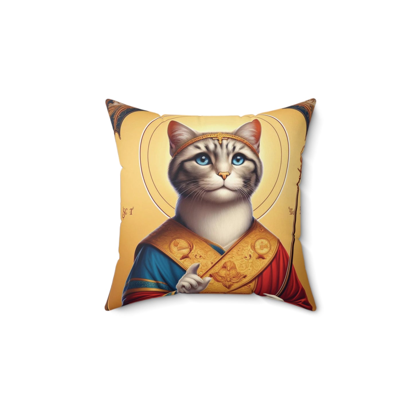 Golden Cat Ikon Pillow - Luxurious Double-Sided Feline Design