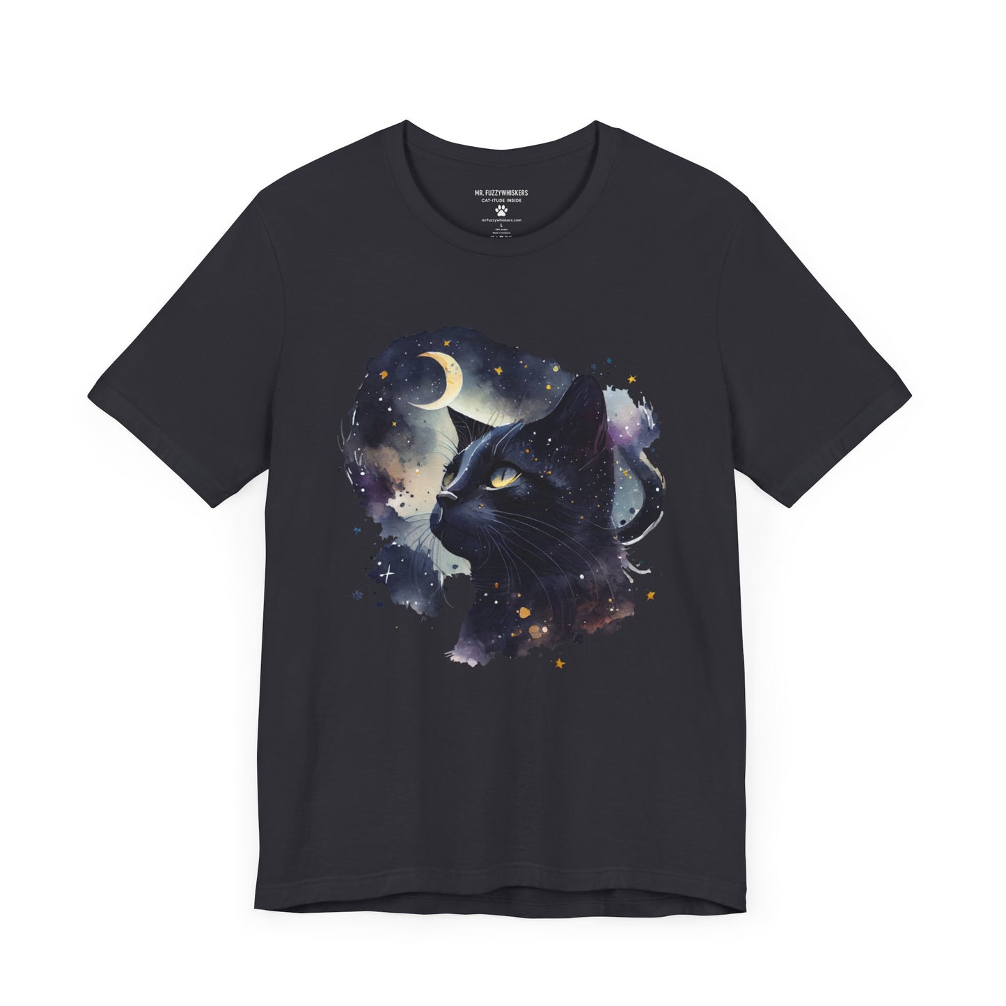 Celestial Cat T-Shirt – Mystical Black Cat Under the Moon | Mr. Fuzzywhiskers