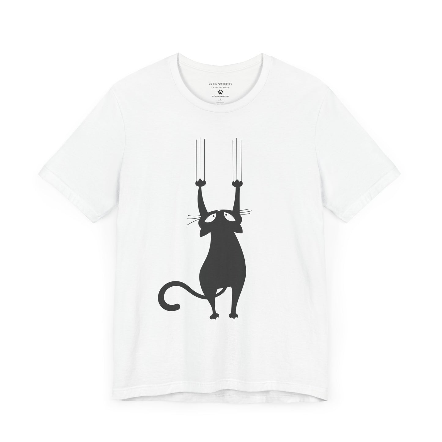 Clawing Cat T-Shirt β Funny Scratch Design with Cat Silhouette | Mr. Fuzzywhiskers