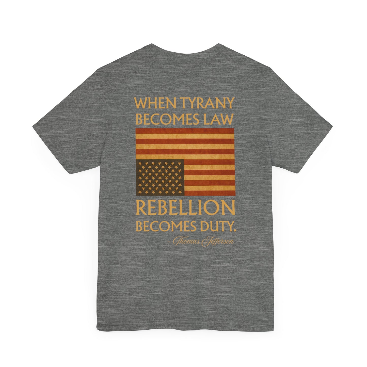 Patriotic Rebellion T-Shirt – Uncle Sam Cat Pocket Art + “When Tyranny Becomes Law” Back Design