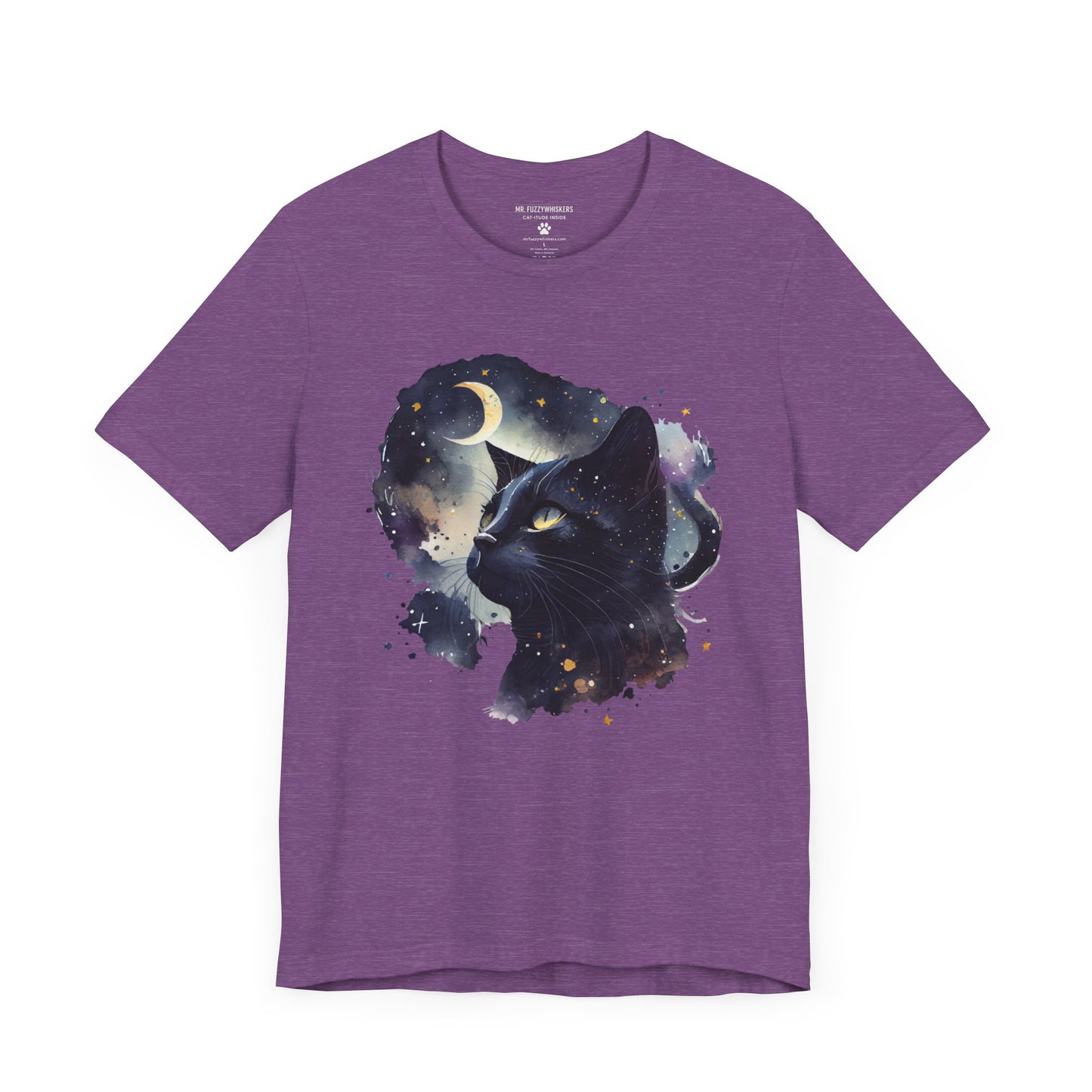 Celestial Cat T-Shirt – Mystical Black Cat Under the Moon | Mr. Fuzzywhiskers