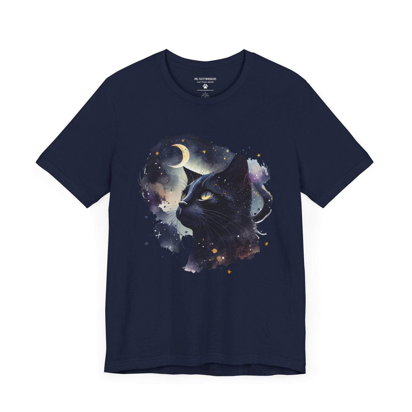Celestial Cat T-Shirt – Mystical Black Cat Under the Moon | Mr. Fuzzywhiskers