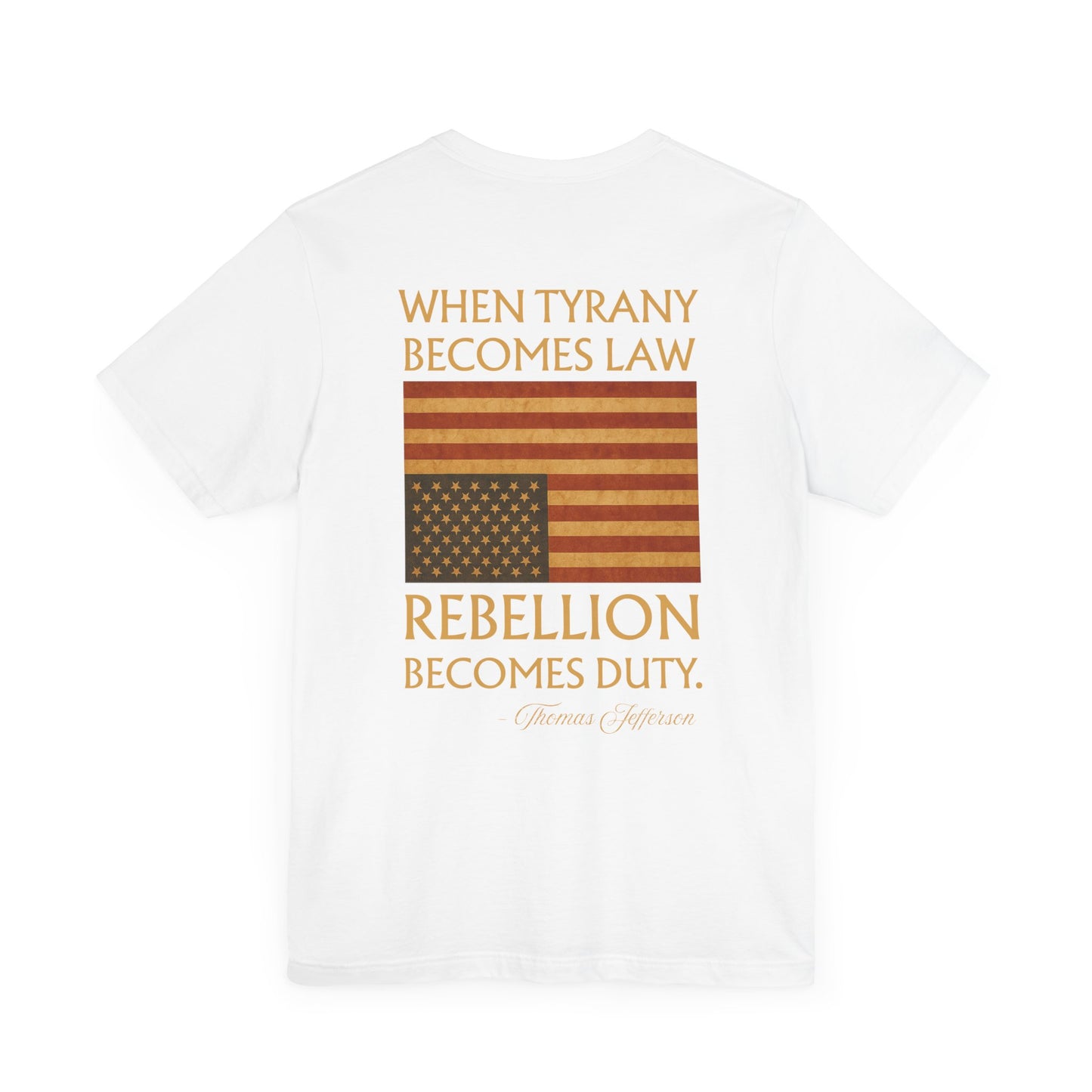 Patriotic Rebellion T-Shirt – Uncle Sam Cat Pocket Art + “When Tyranny Becomes Law” Back Design