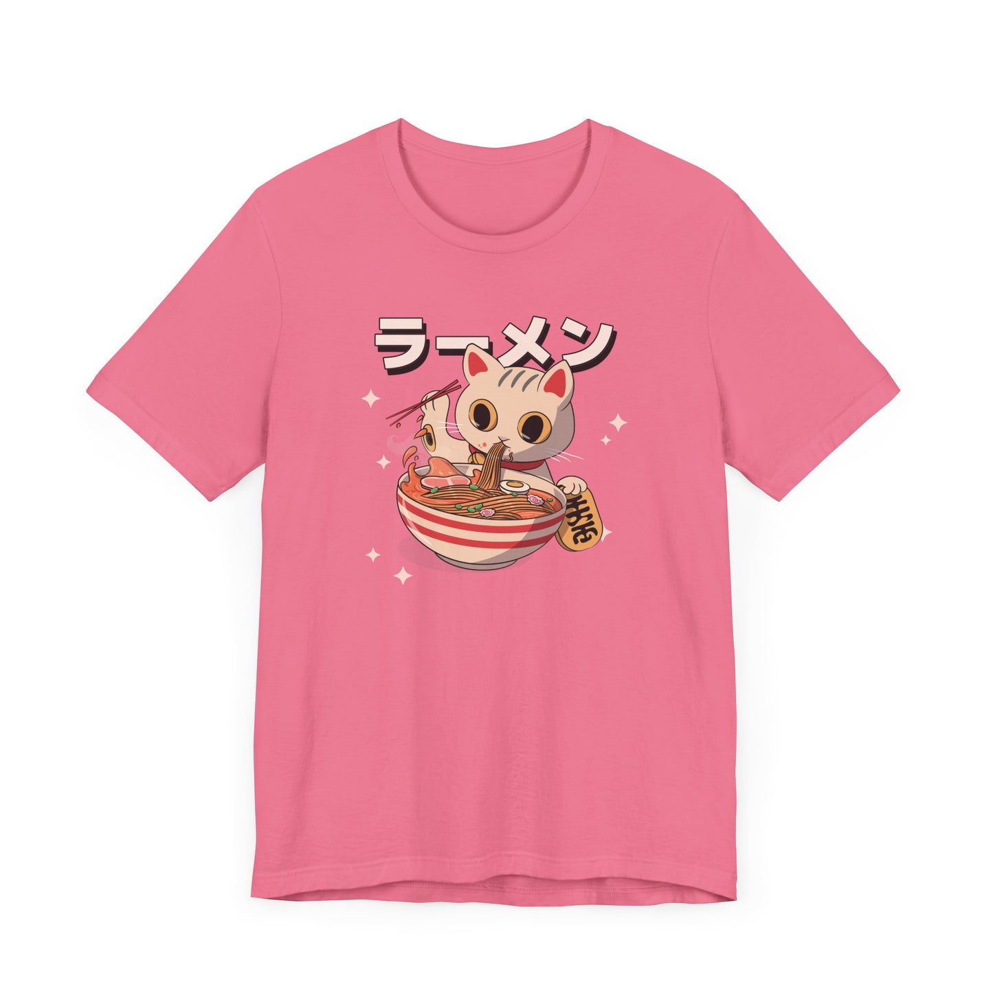 Ramen Cat T-Shirt with Lucky Token - Cute Japanese-Inspired Design