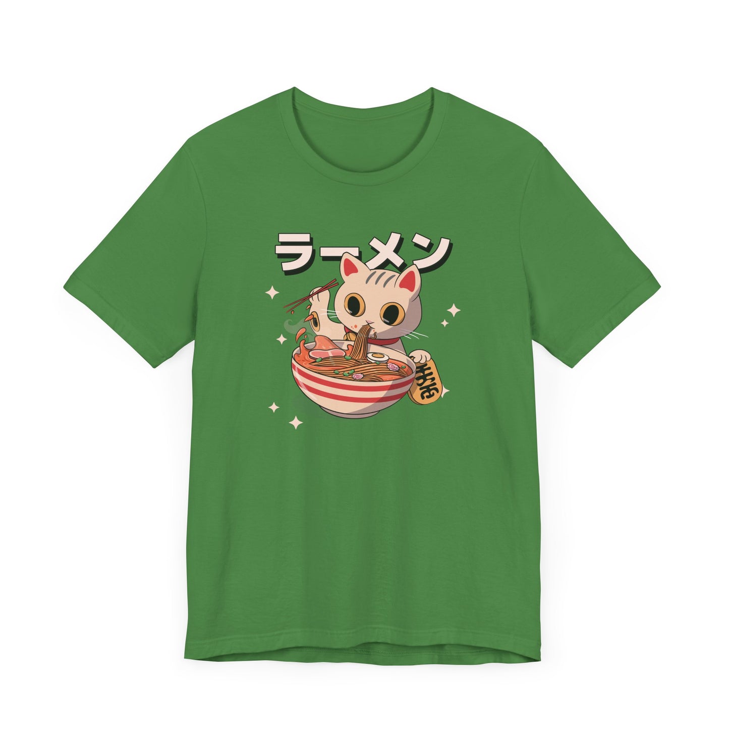 Ramen Cat T-Shirt with Lucky Token - Cute Japanese-Inspired Design