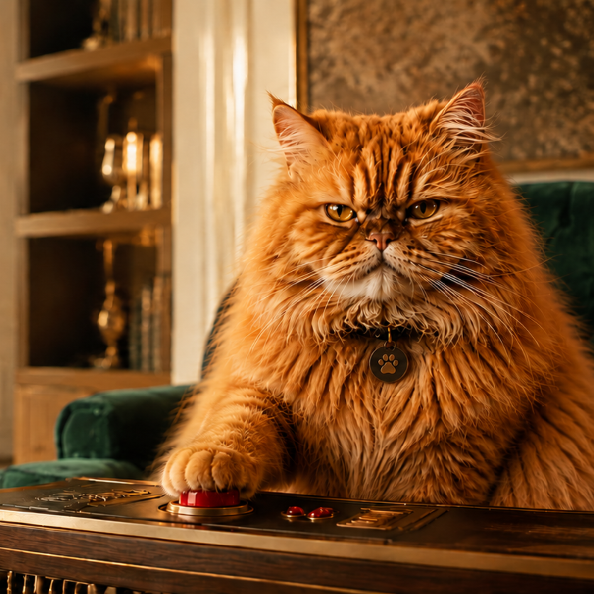 Mr. FuzzyWhiskers approving his favorite cat gifts from his penthouse command center.