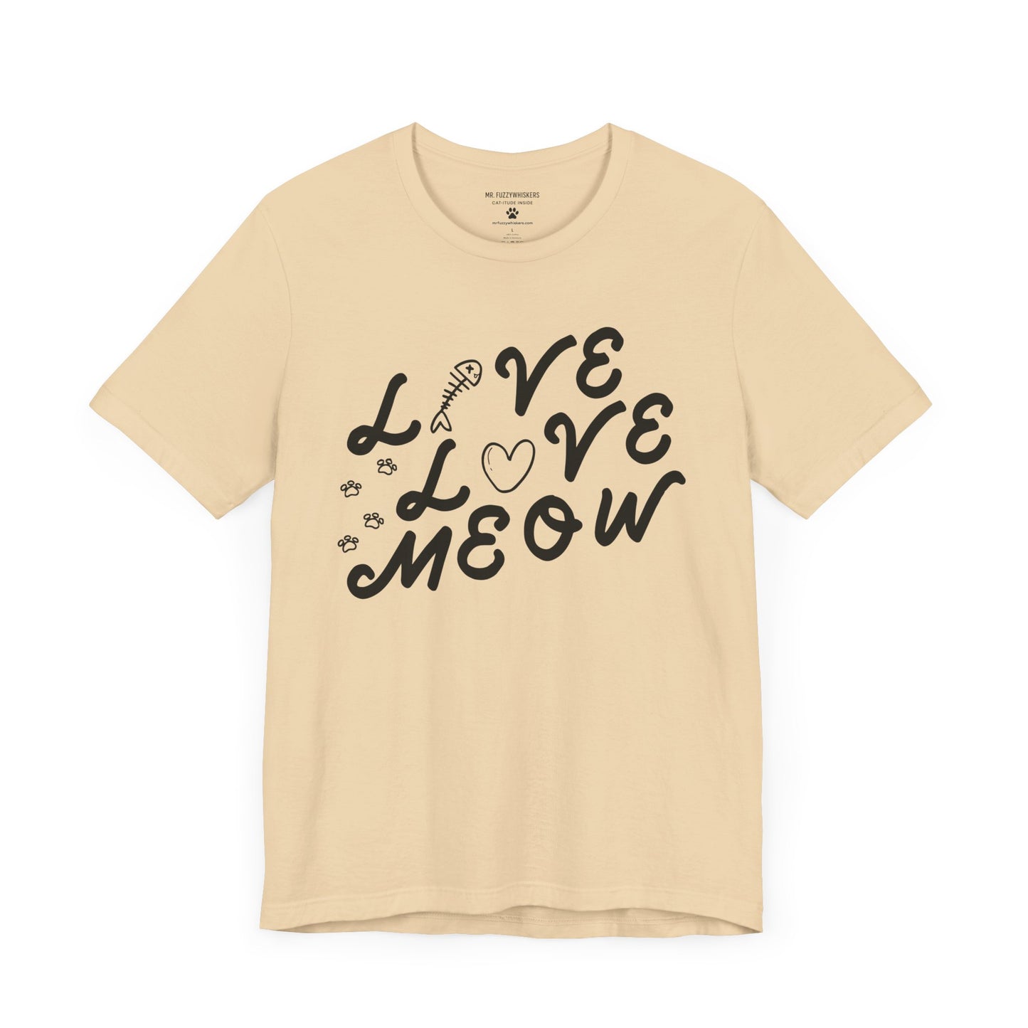 Live Love Meow T-Shirt – Cute Minimalist Cat Lover Tee | Mr. Fuzzywhiskers