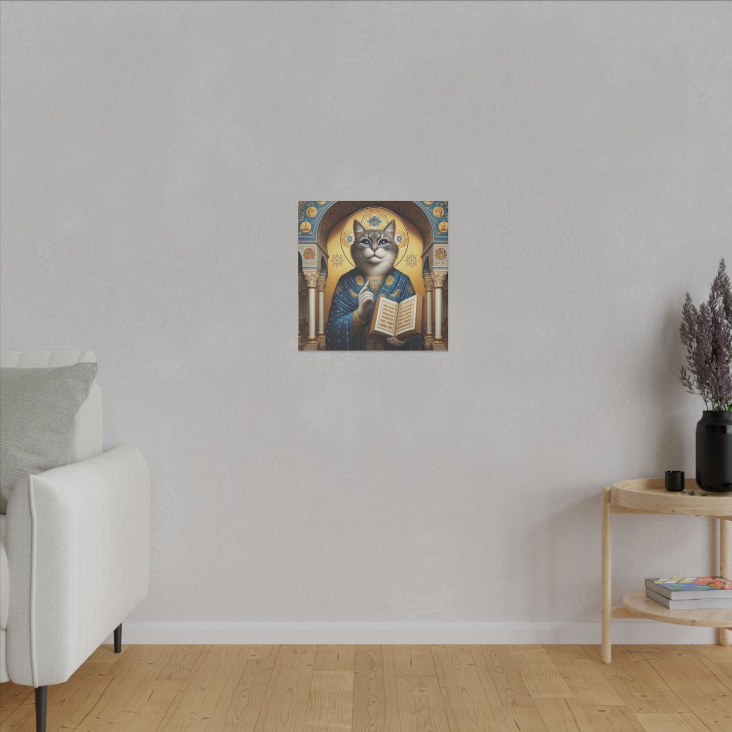 Sacred Cat in Blue Robes Canvas - Majestic Feline Wall Art