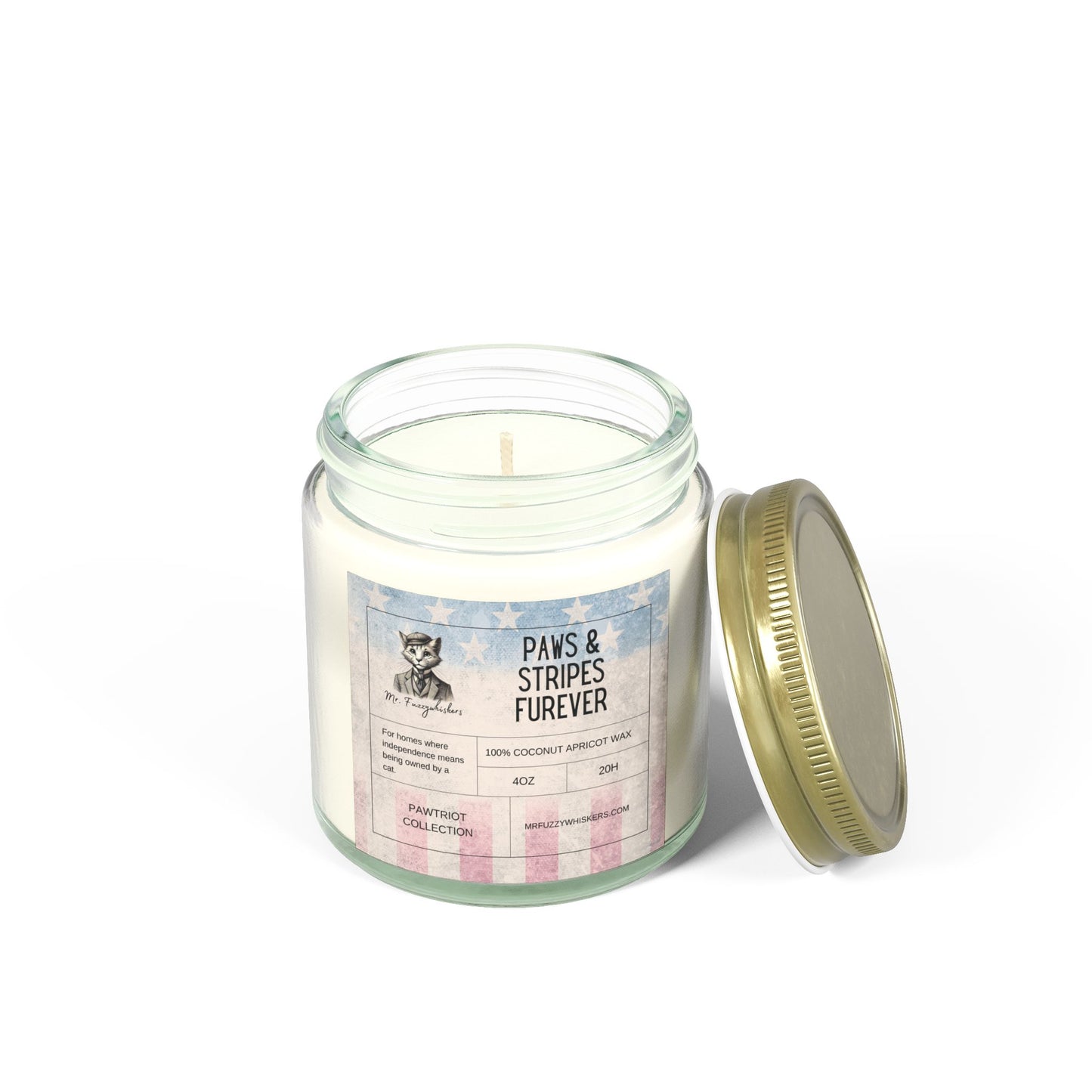 "Paws & Stripes Furever" 100% Natural Hand Poured Funny Cat Themed Candle