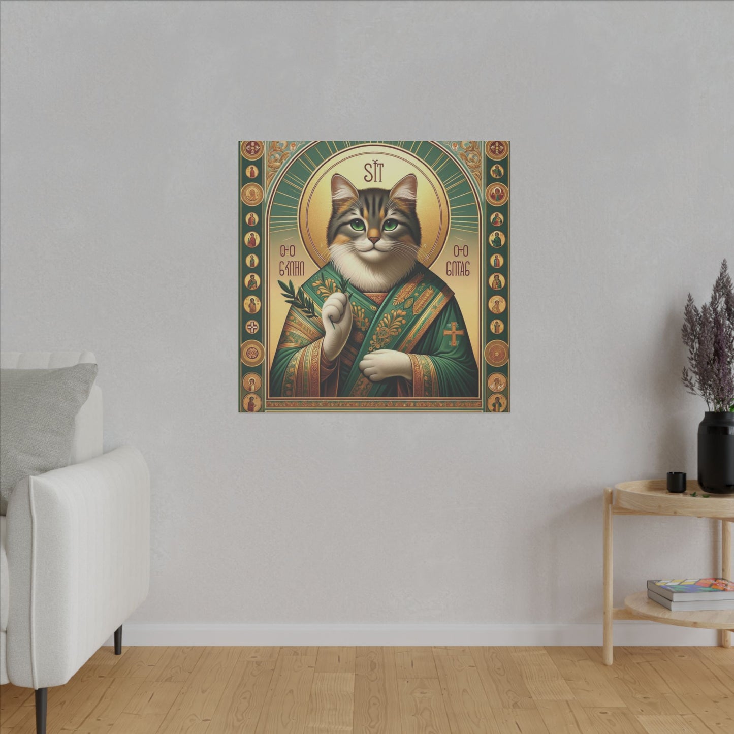 Cat Ikon Canvas - Sacred Feline-Inspired Wall Art