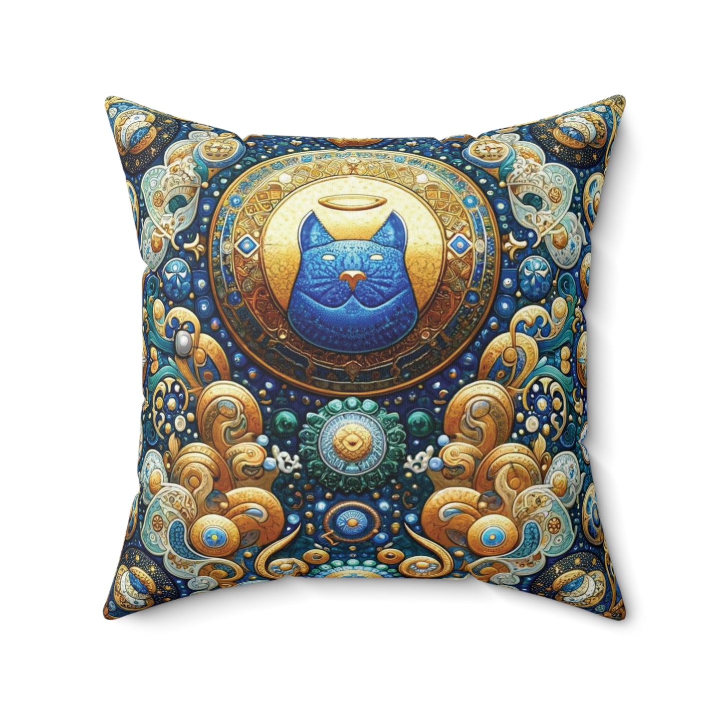 Sacred Cat Ikon Pillow - Ornate Double-Sided Feline Design