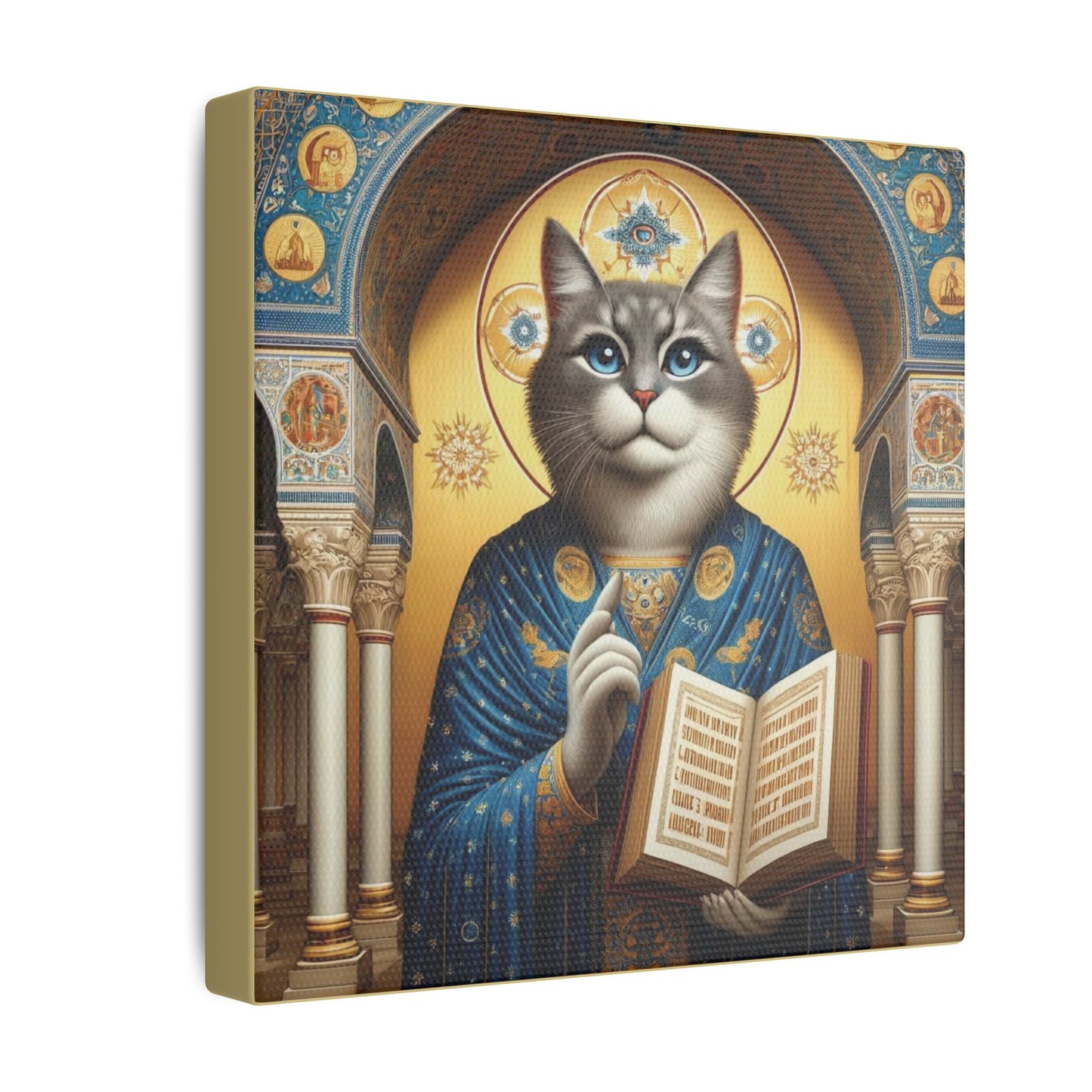 Sacred Cat in Blue Robes Canvas - Majestic Feline Wall Art