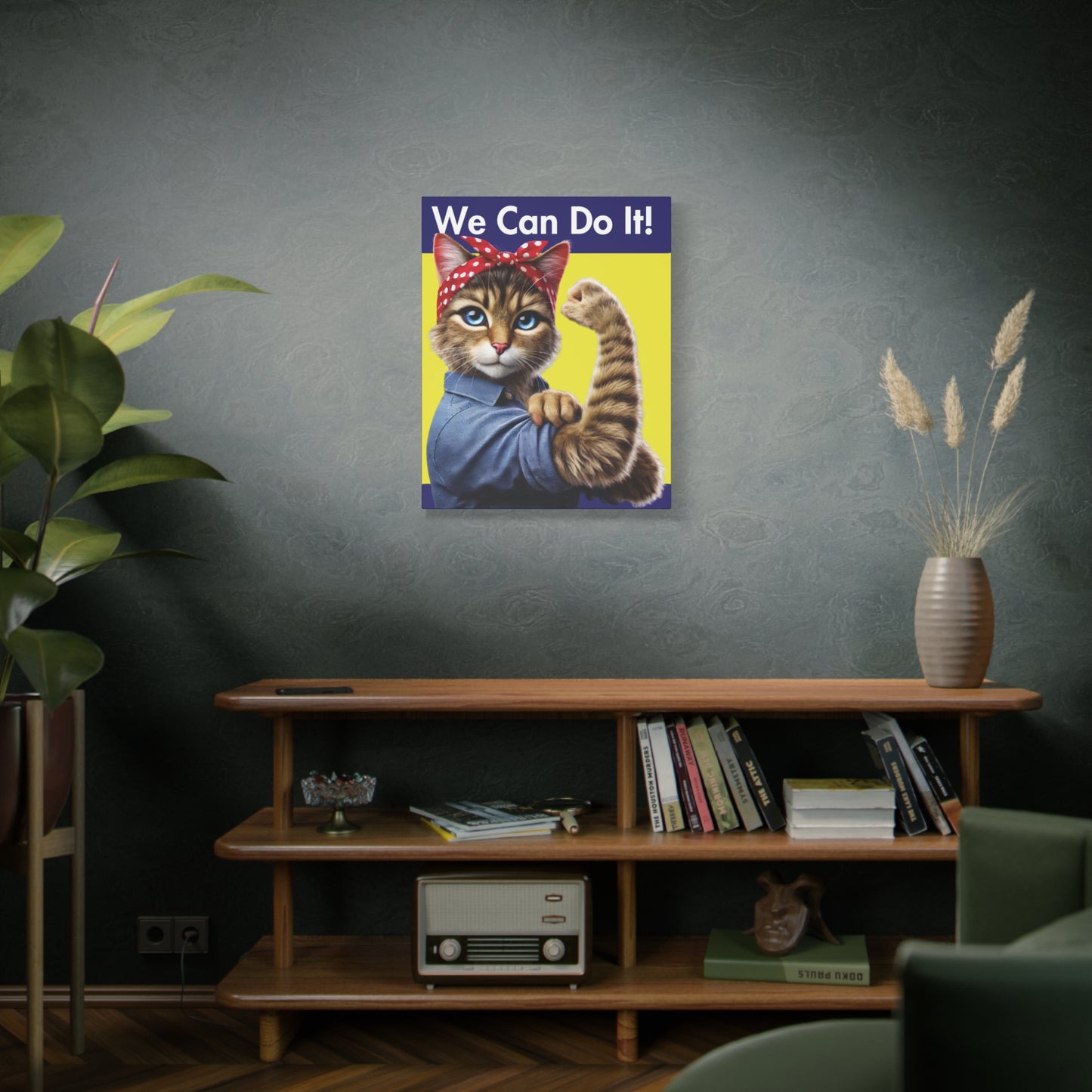 We Can Do It! Cat Canvas - Empowering Wall Art for Cat Lovers