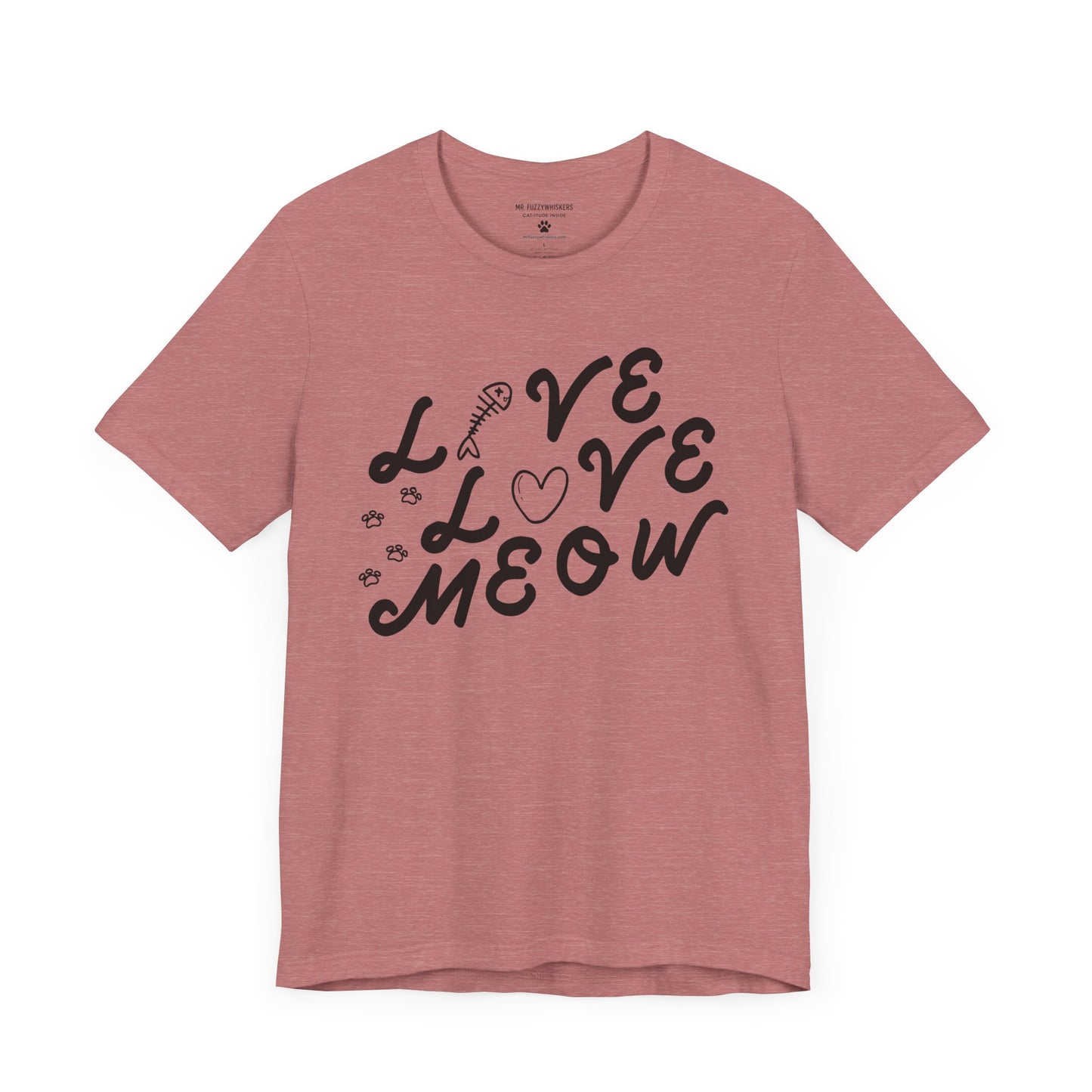 Live Love Meow T-Shirt – Cute Minimalist Cat Lover Tee | Mr. Fuzzywhiskers