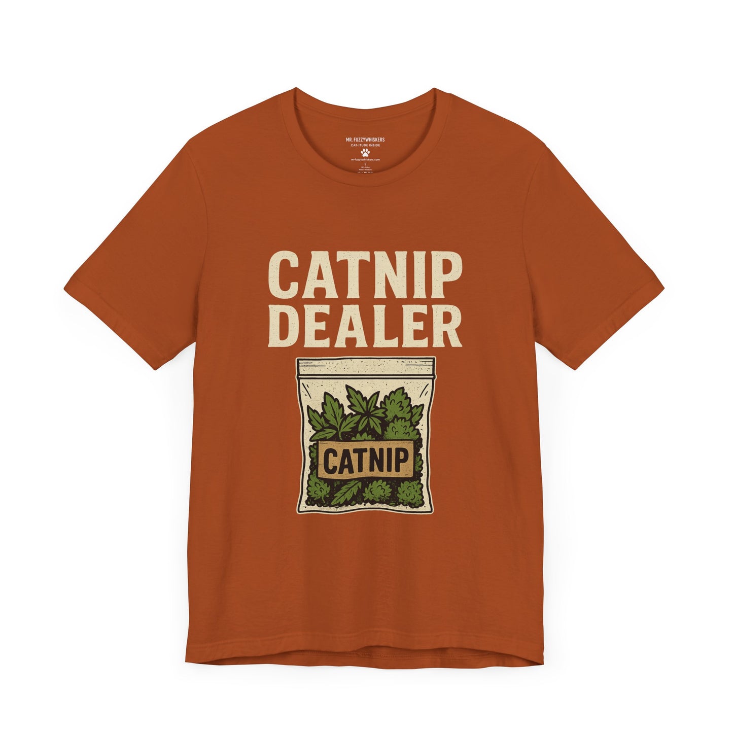 Catnip Dealer T-Shirt – Funny Retro Catnip Baggie Design | Mr. Fuzzywhiskers