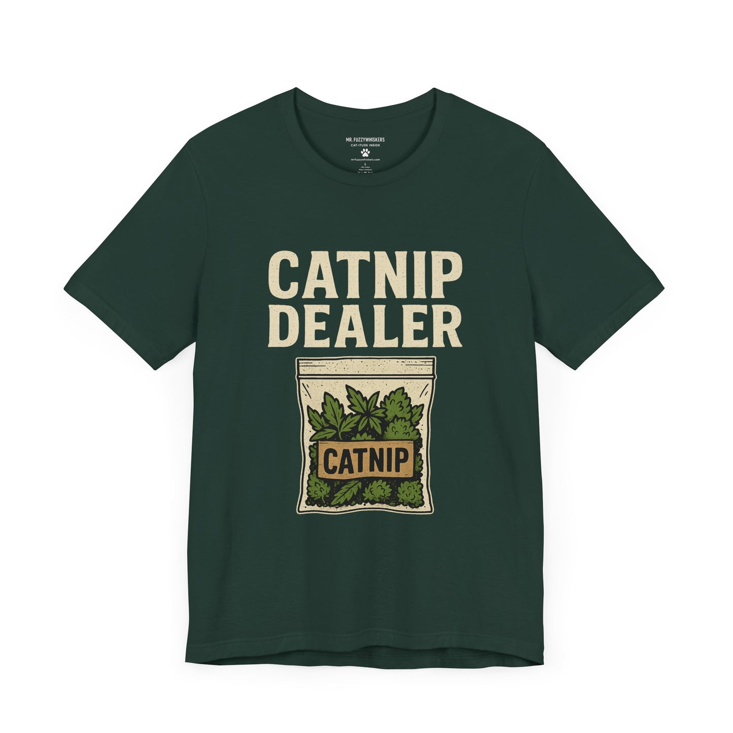 Catnip Dealer T-Shirt – Funny Retro Catnip Baggie Design | Mr. Fuzzywhiskers