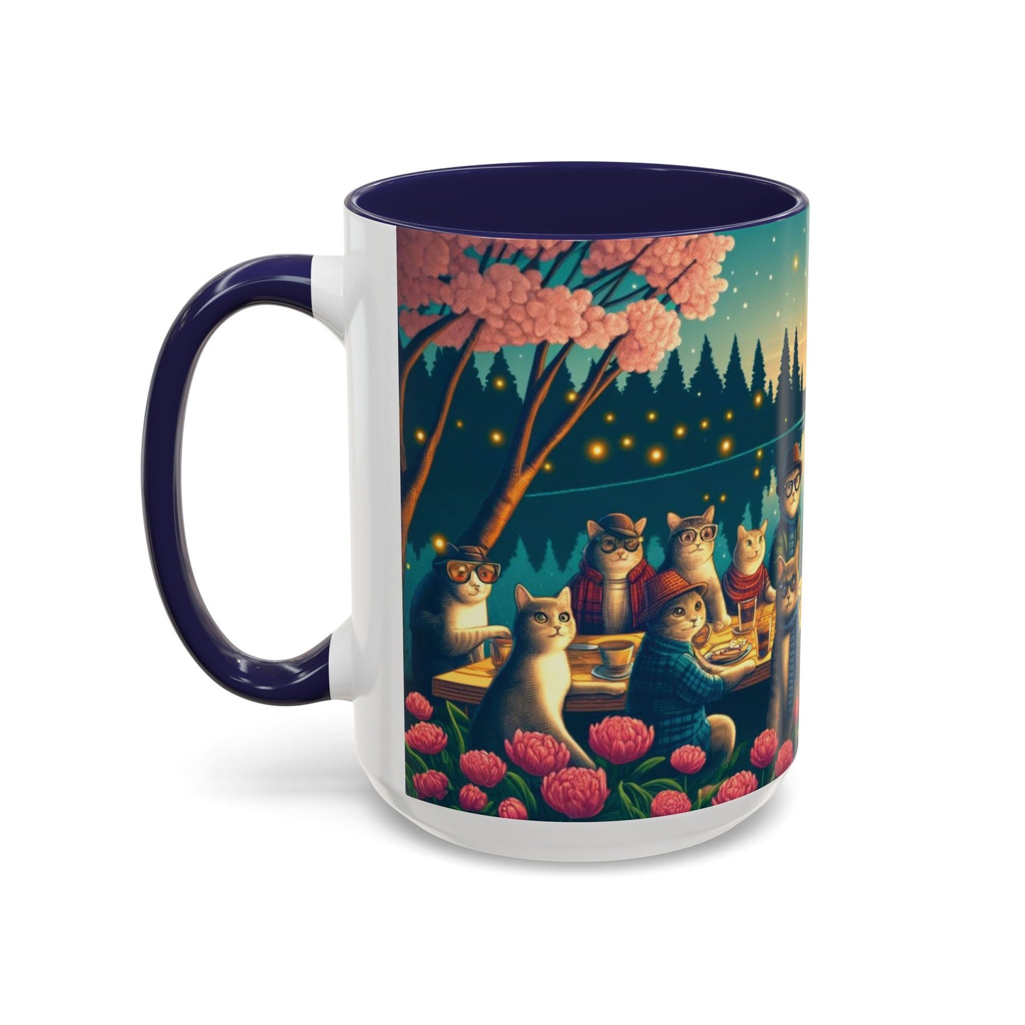 Cozy Cats at Sunset Mug - Charming Feline Gathering in Five Color Options