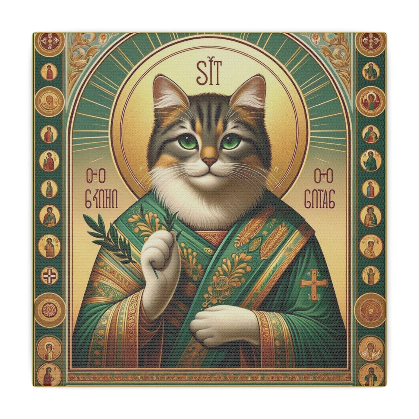 Cat Ikon Canvas - Sacred Feline-Inspired Wall Art