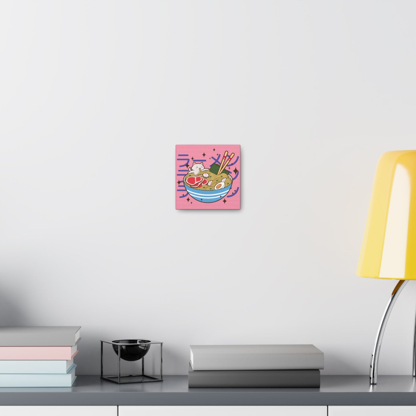 Cat in Ramen Bowl Canvas - Whimsical Japanese-Inspired Wall Art