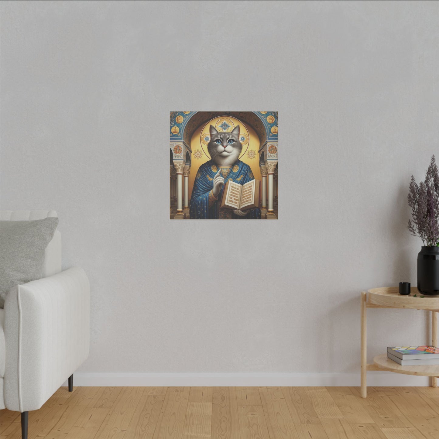 Sacred Cat in Blue Robes Canvas - Majestic Feline Wall Art