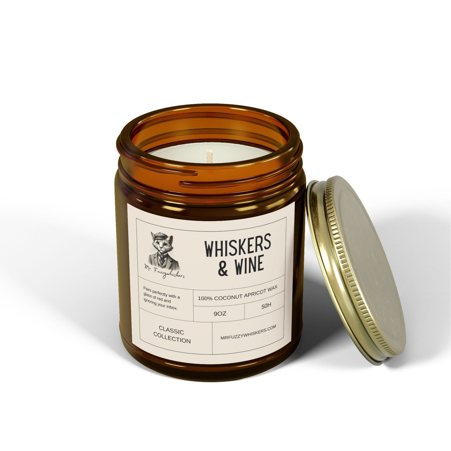 "Whiskers & Wine" 100% Natural Hand Poured Funny Cat Themed Candle