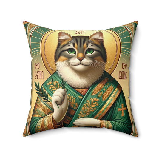 Cat Ikon Pillow - Divine Feline Art with Double-Sided Design