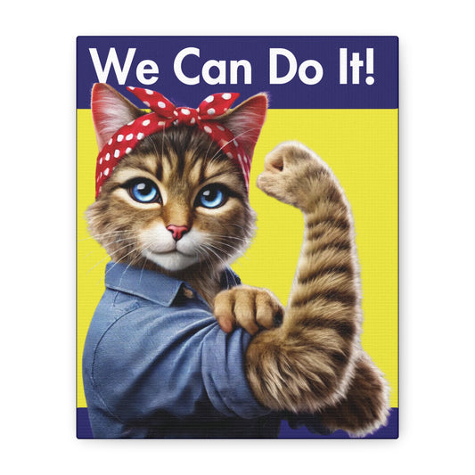 We Can Do It! Cat Canvas - Empowering Wall Art for Cat Lovers