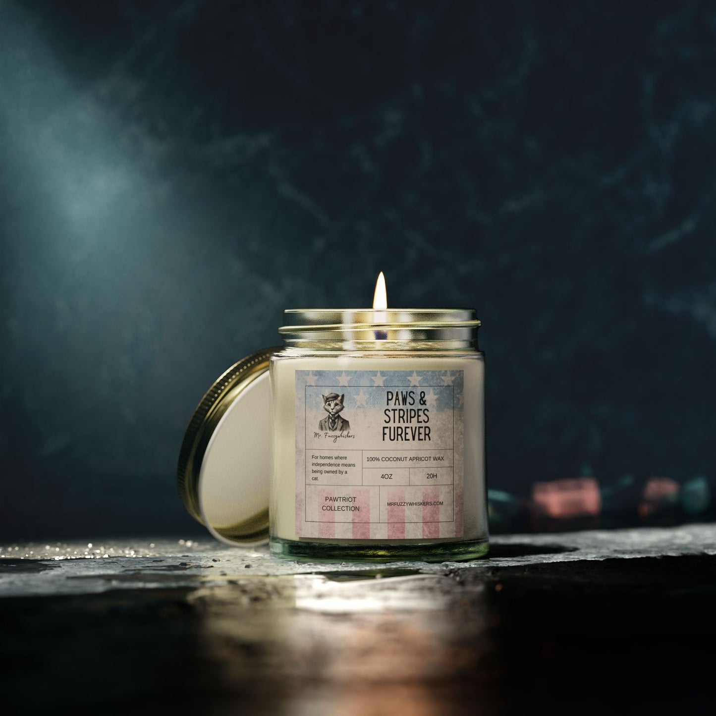 "Paws & Stripes Furever" 100% Natural Hand Poured Funny Cat Themed Candle