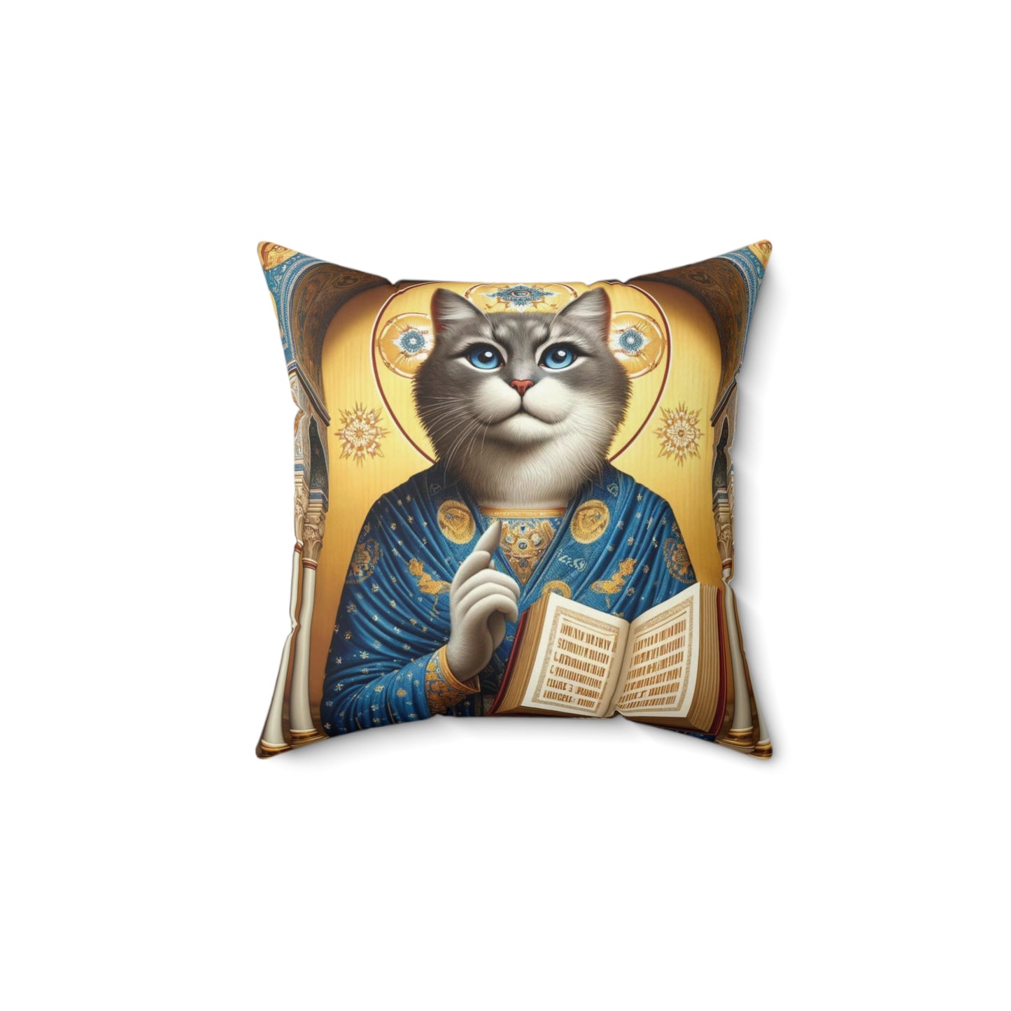 Sacred Cat Ikon Pillow - Ornate Double-Sided Feline Design