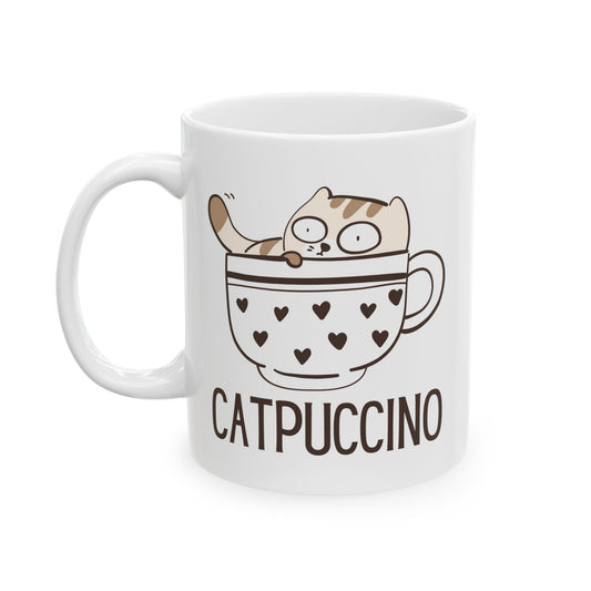 "CATPUCCINO" Ceramic Mug, (11oz, 15oz)