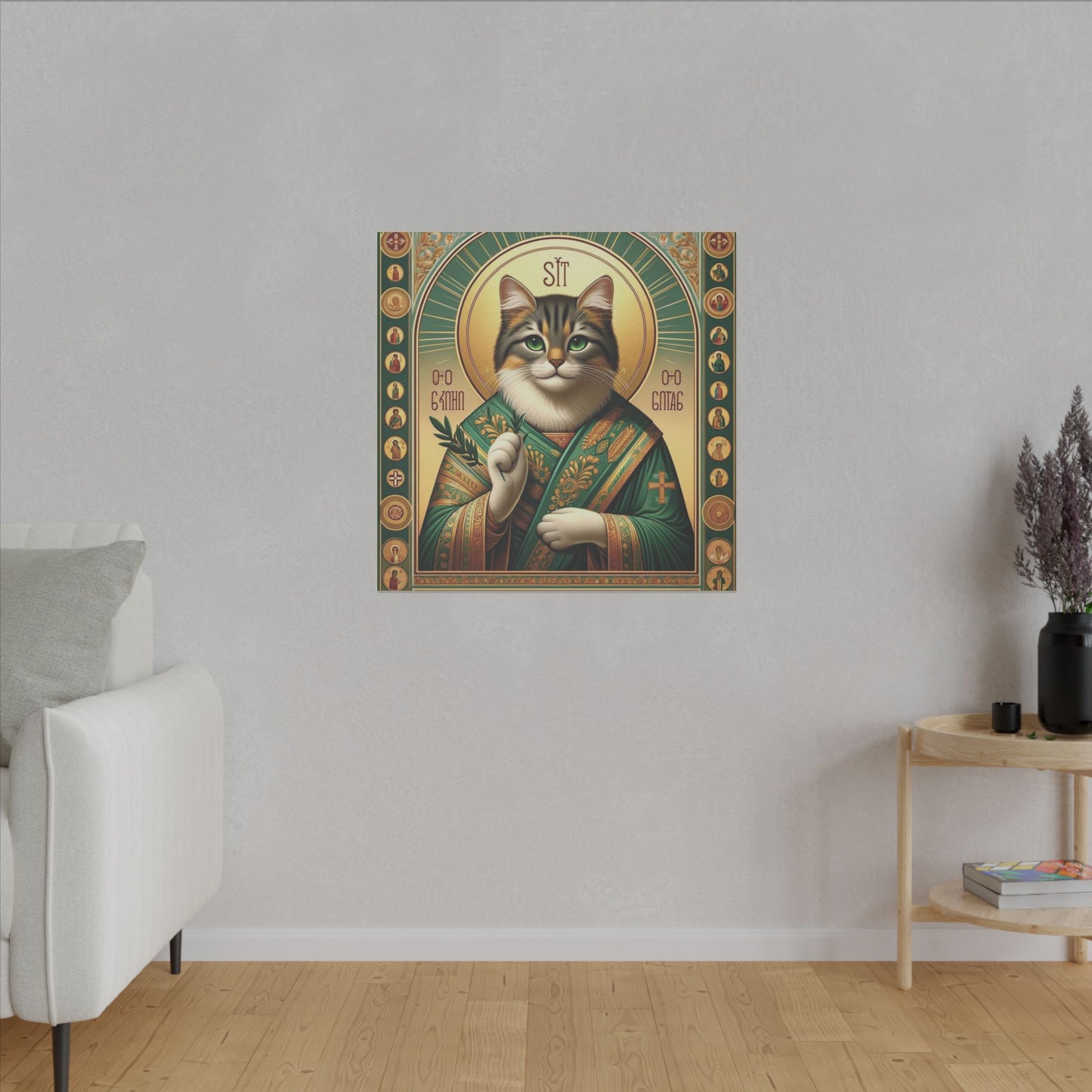 Cat Ikon Canvas - Sacred Feline-Inspired Wall Art