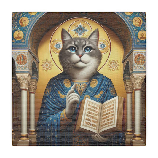 Sacred Cat in Blue Robes Canvas - Majestic Feline Wall Art