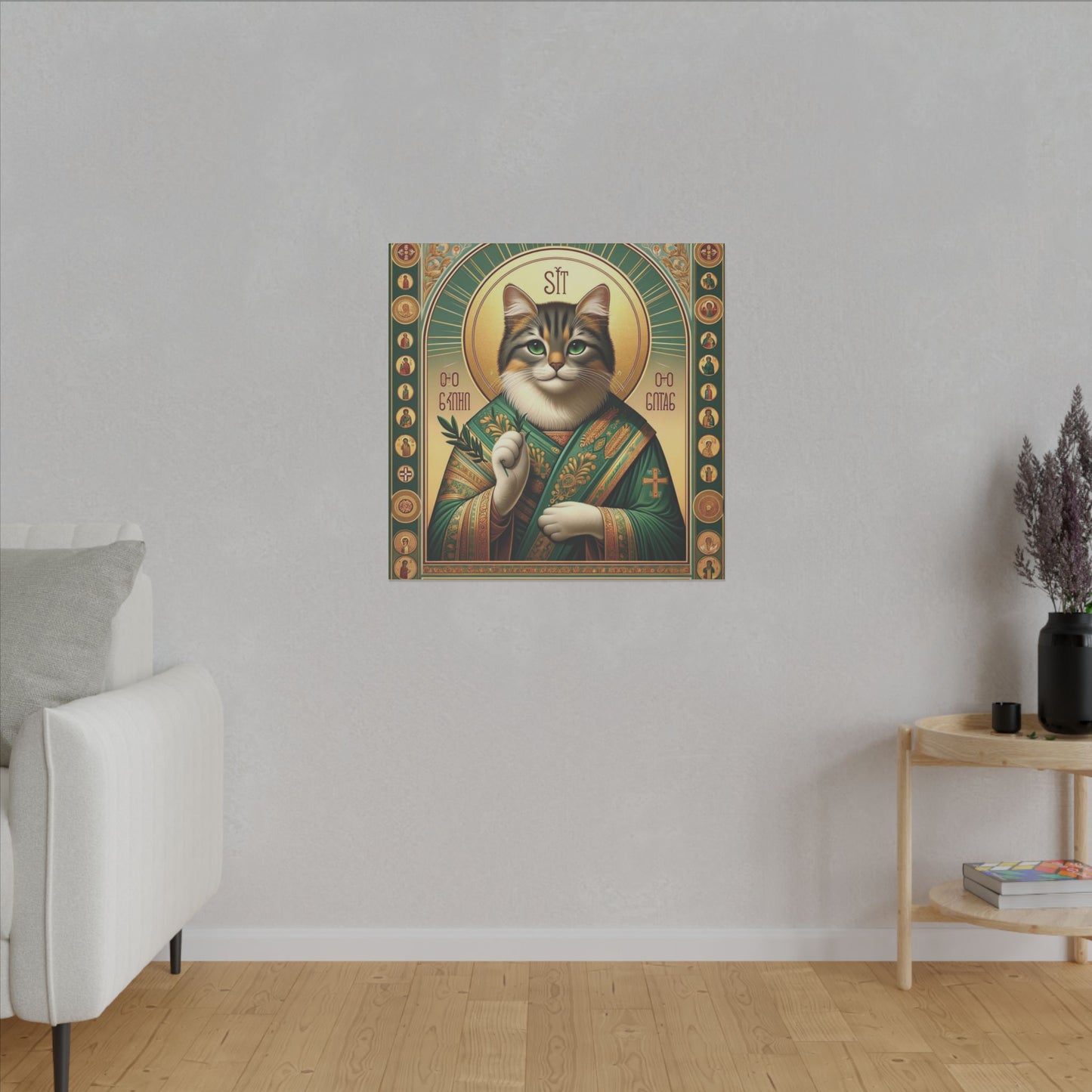 Cat Ikon Canvas - Sacred Feline-Inspired Wall Art