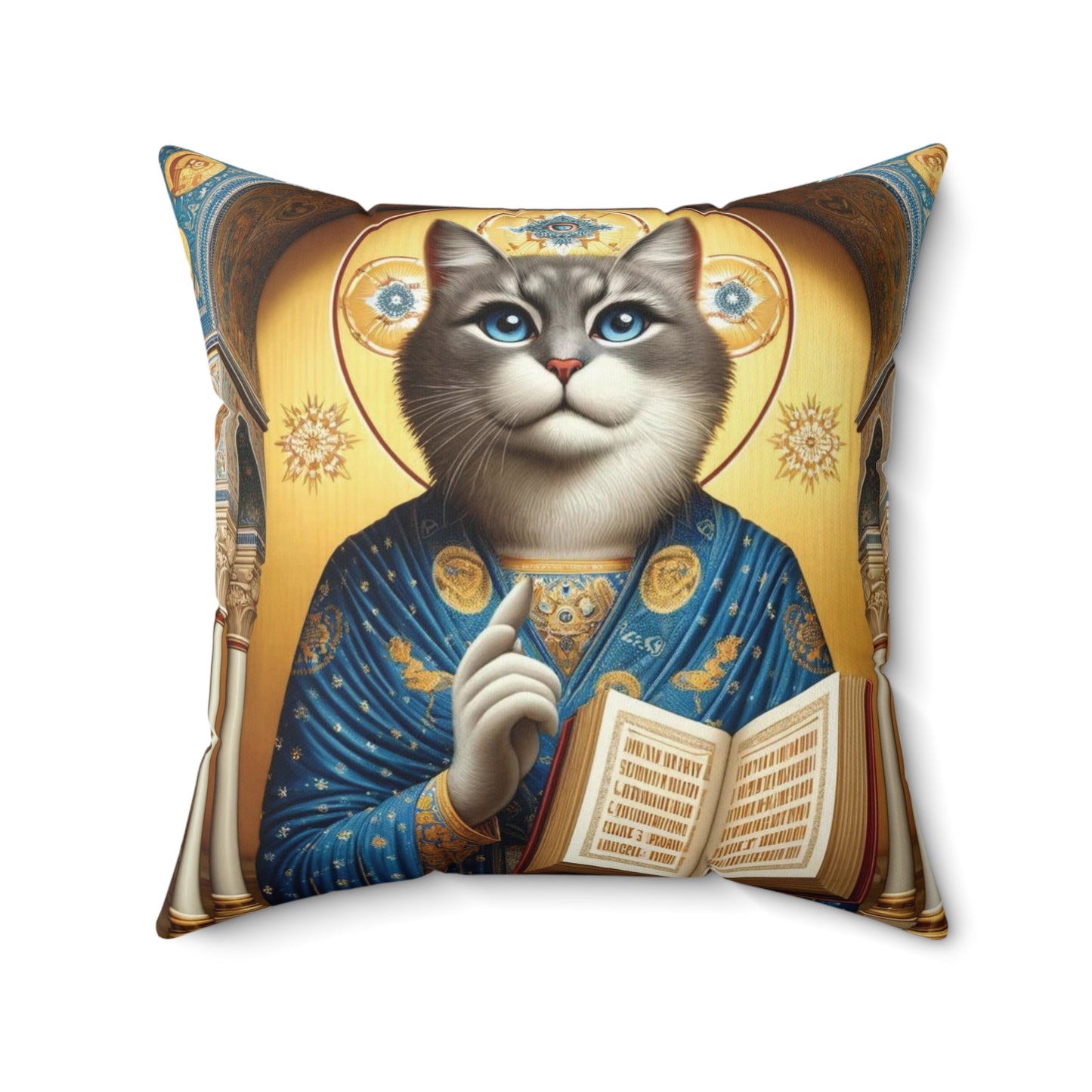 Sacred Cat Ikon Pillow - Ornate Double-Sided Feline Design