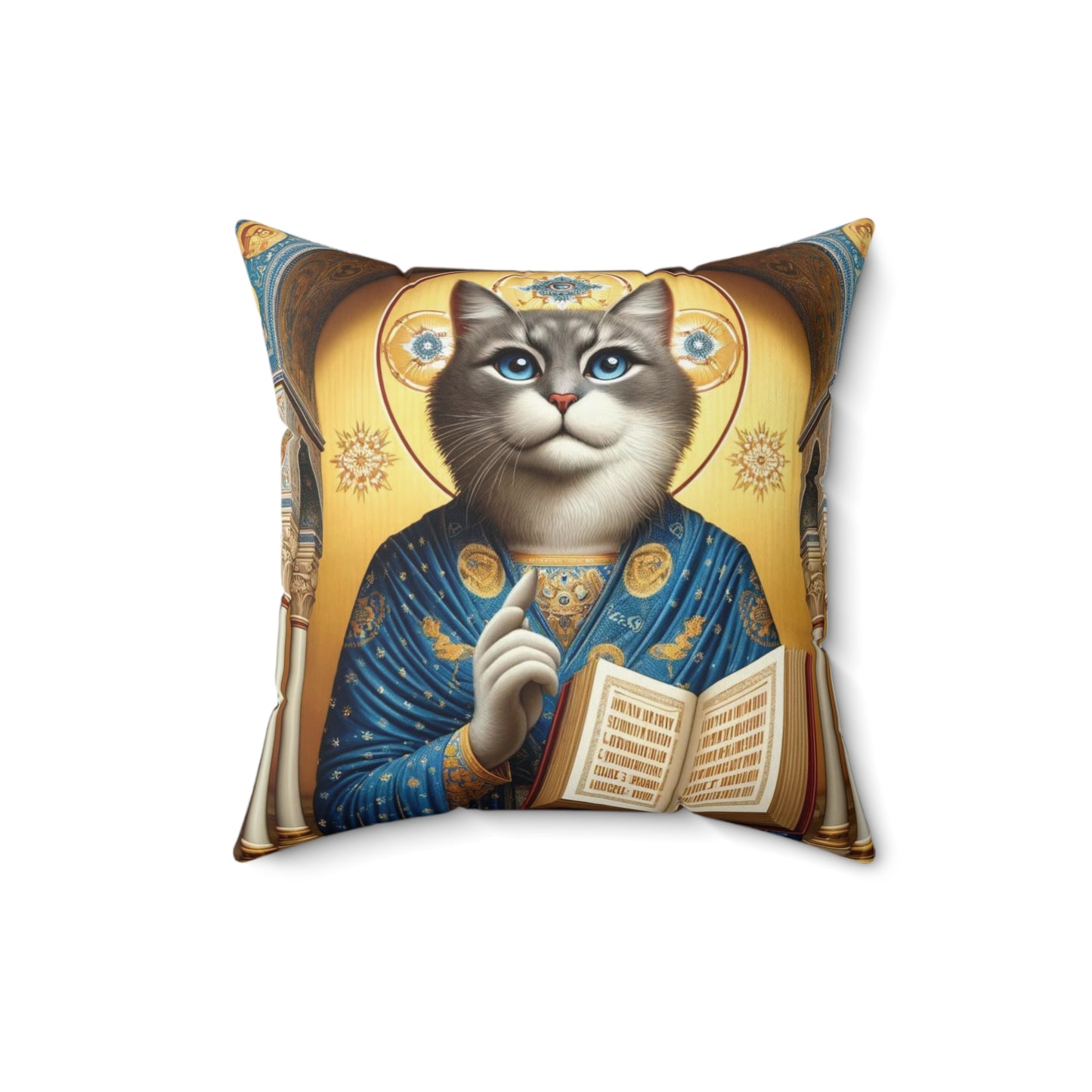 Sacred Cat Ikon Pillow - Ornate Double-Sided Feline Design