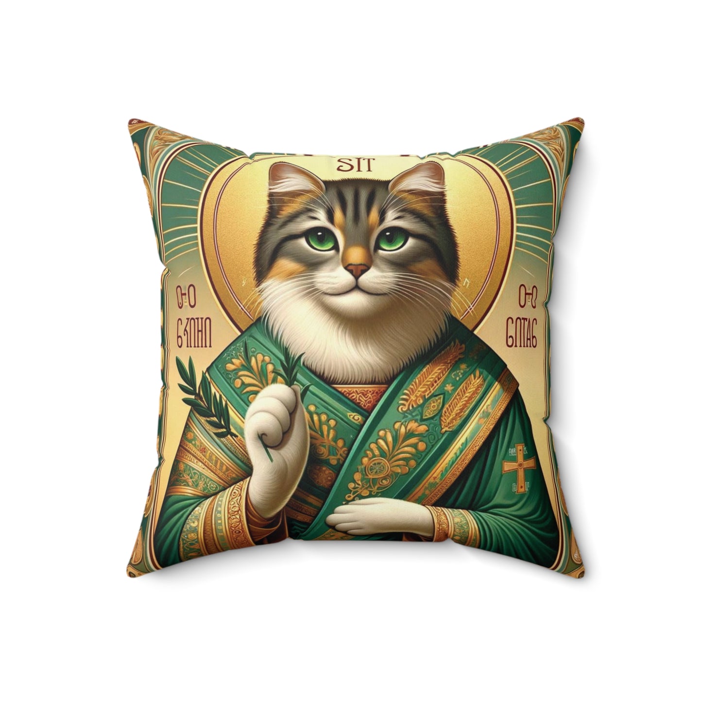 Cat Ikon Pillow - Divine Feline Art with Double-Sided Design