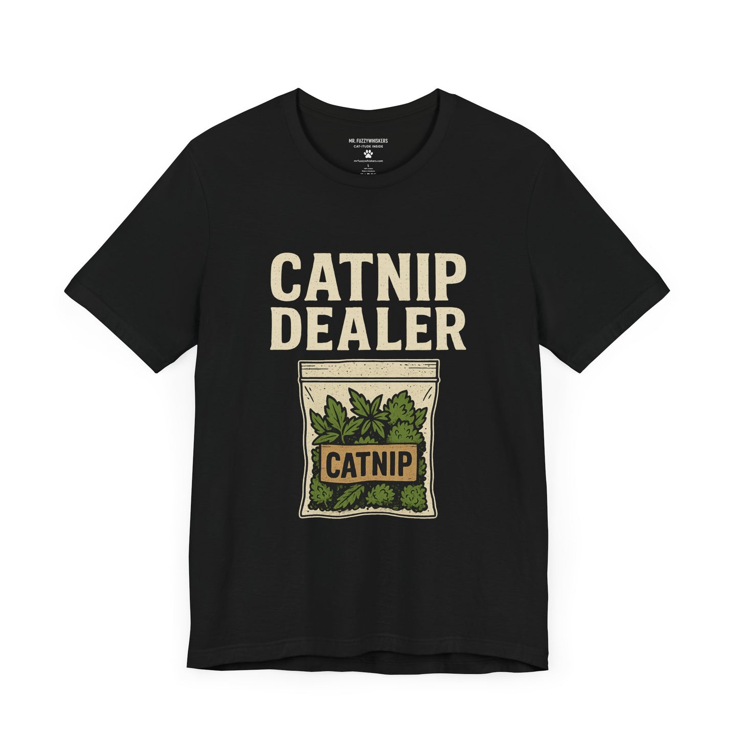 Catnip Dealer T-Shirt – Funny Retro Catnip Baggie Design | Mr. Fuzzywhiskers