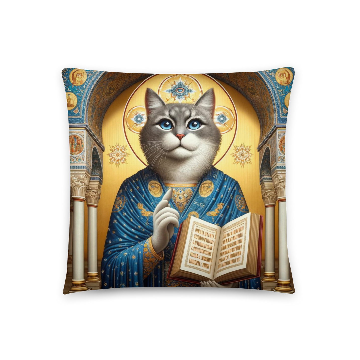 Sage Whispers: Celestial Cat Icon Cushion