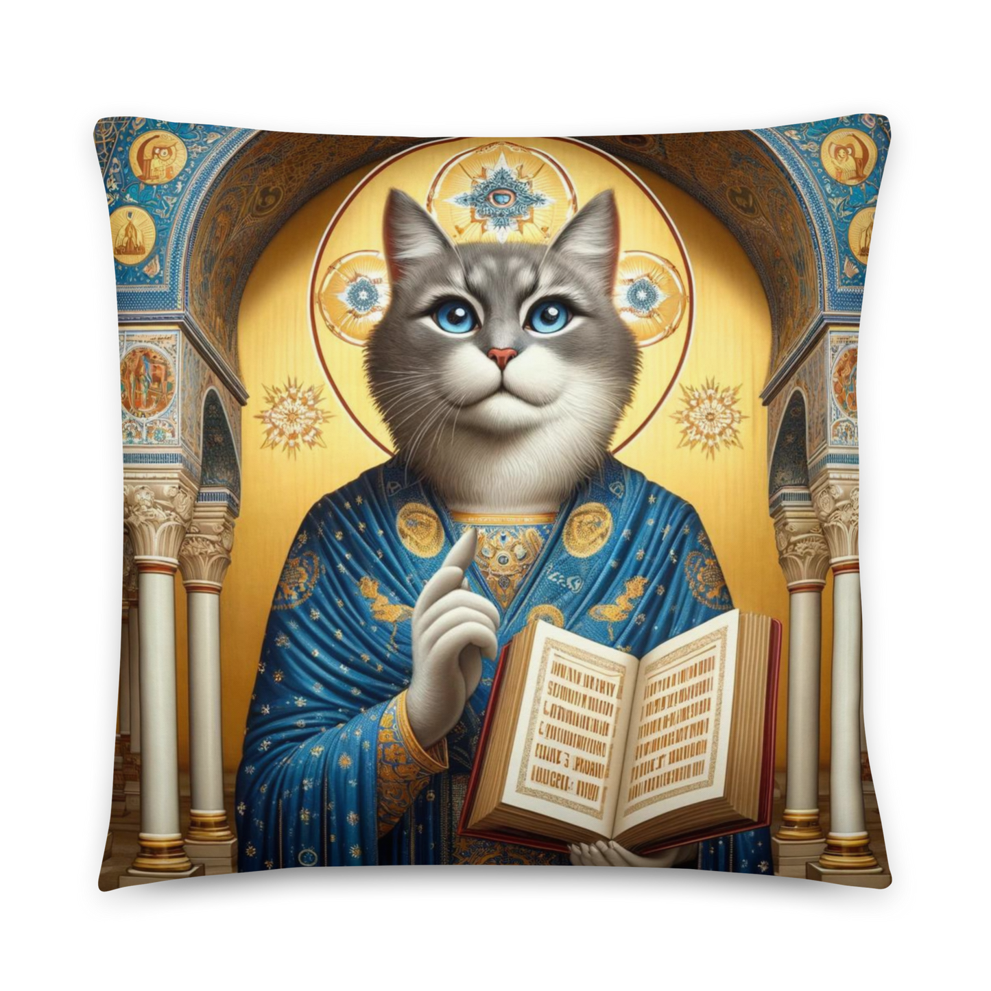 Sage Whispers: Celestial Cat Icon Cushion