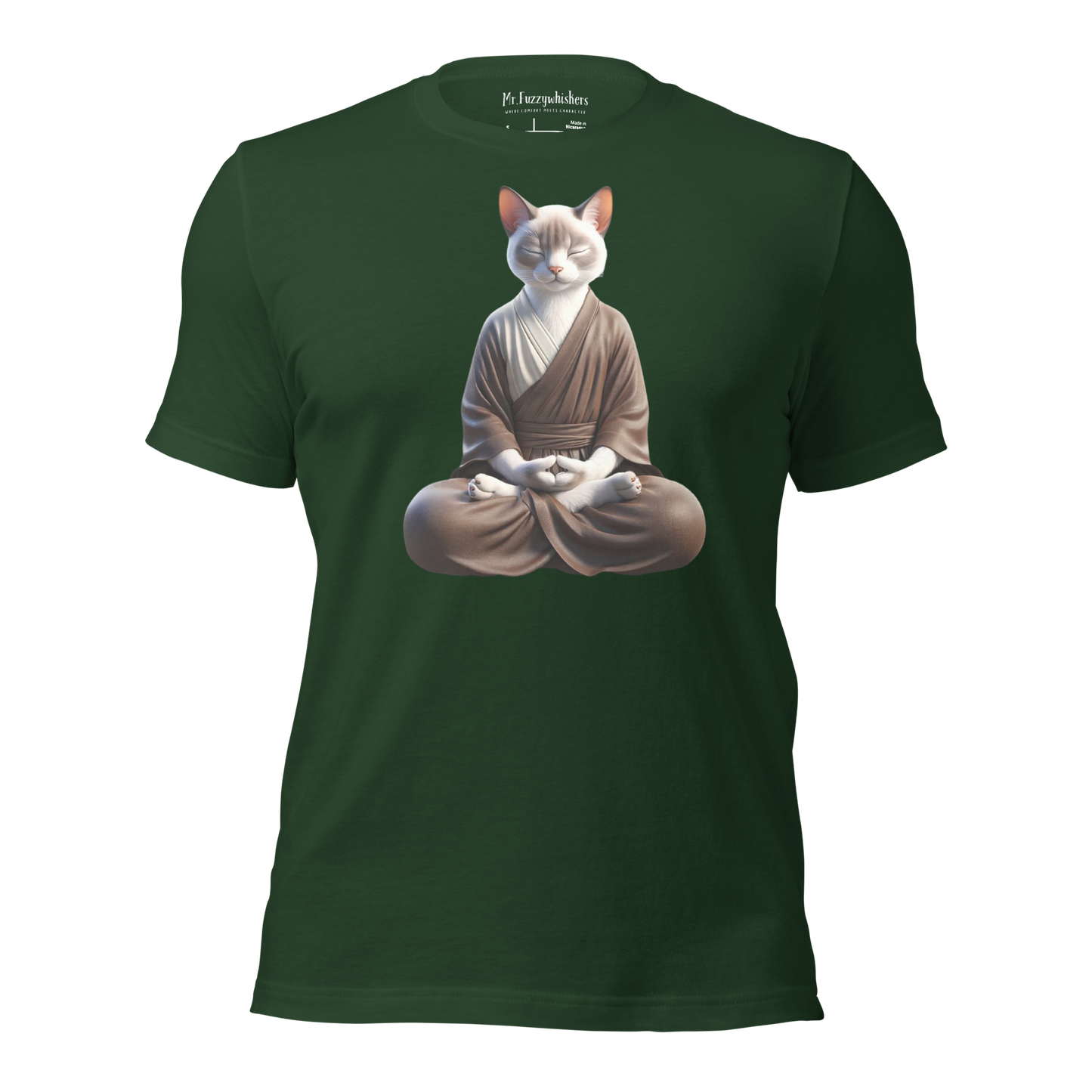 Zen Whiskers - Meditating Buddhist Cat Unisex T-shirt